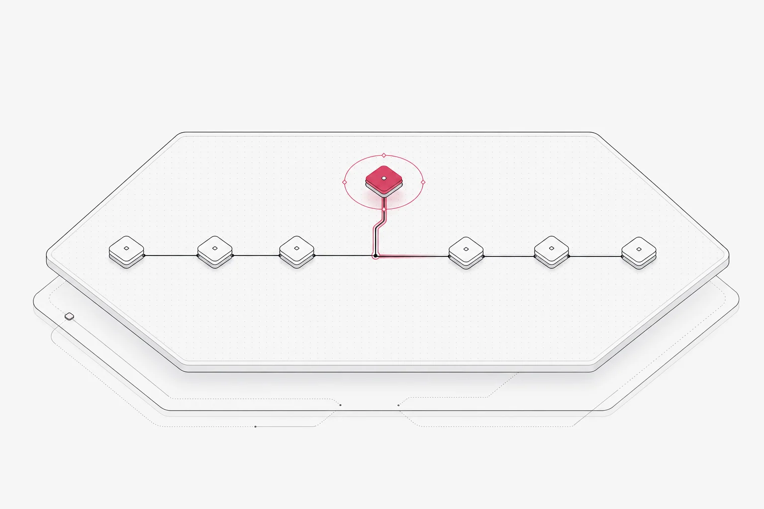 Ilustración isométrica de una anomalía detectada sobre un patrón causal